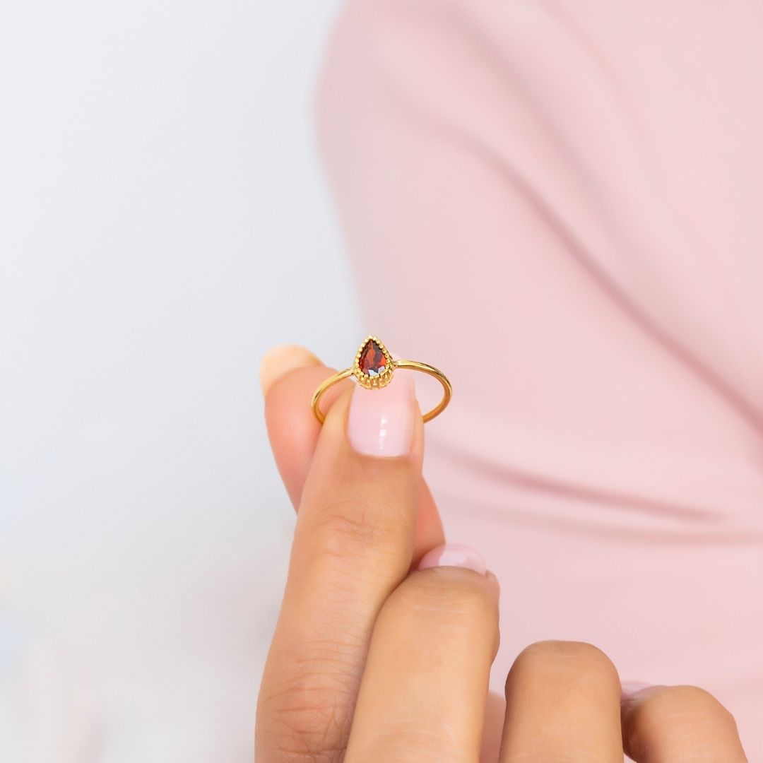 Drop Shape Birthstone Ring
