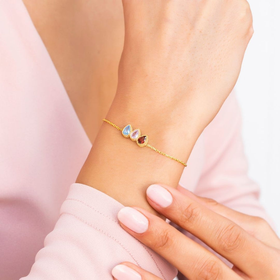 Drop Shape Birthstones Bracelet