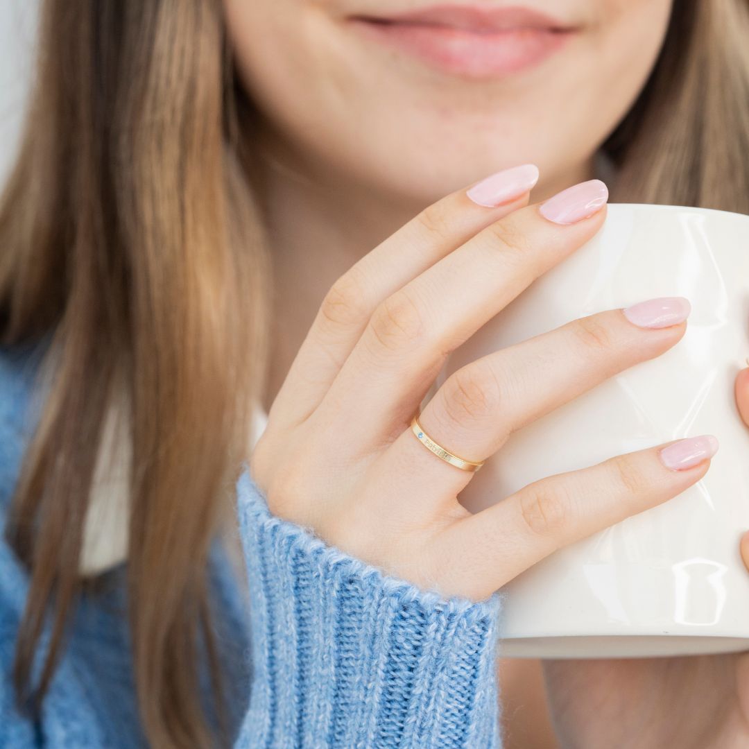 Birthstone and Name Ring
