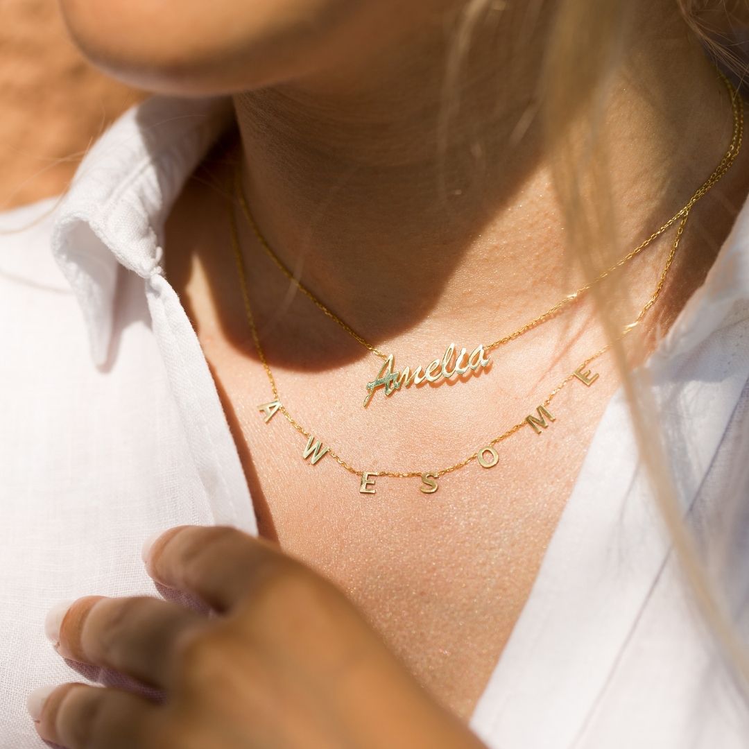 Personalized Letter and Name Necklace Christmas Gift Valentine's Day Gift Mother's Day Gift Mom Gift Mama Gift 