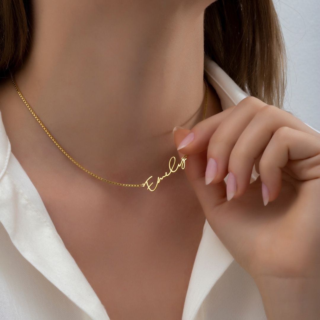 Name Necklace with Box Chain