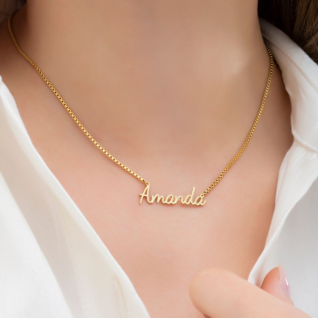 Name Necklace with Box Chain