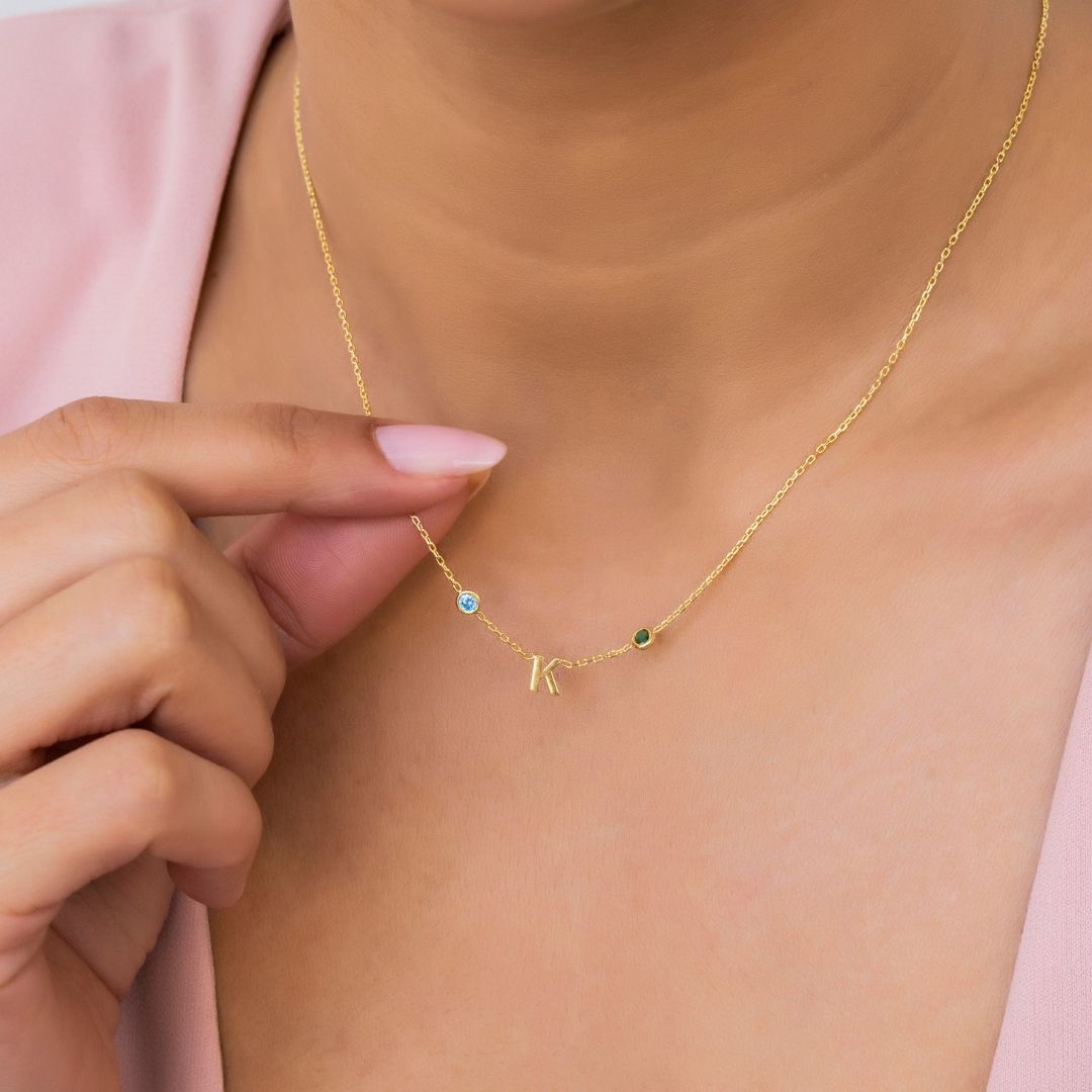 personalizedletternecklacewithbirthstonesMothersdaygiftgiftformomchristmasgiftforwifevalentinesdaygiftforher