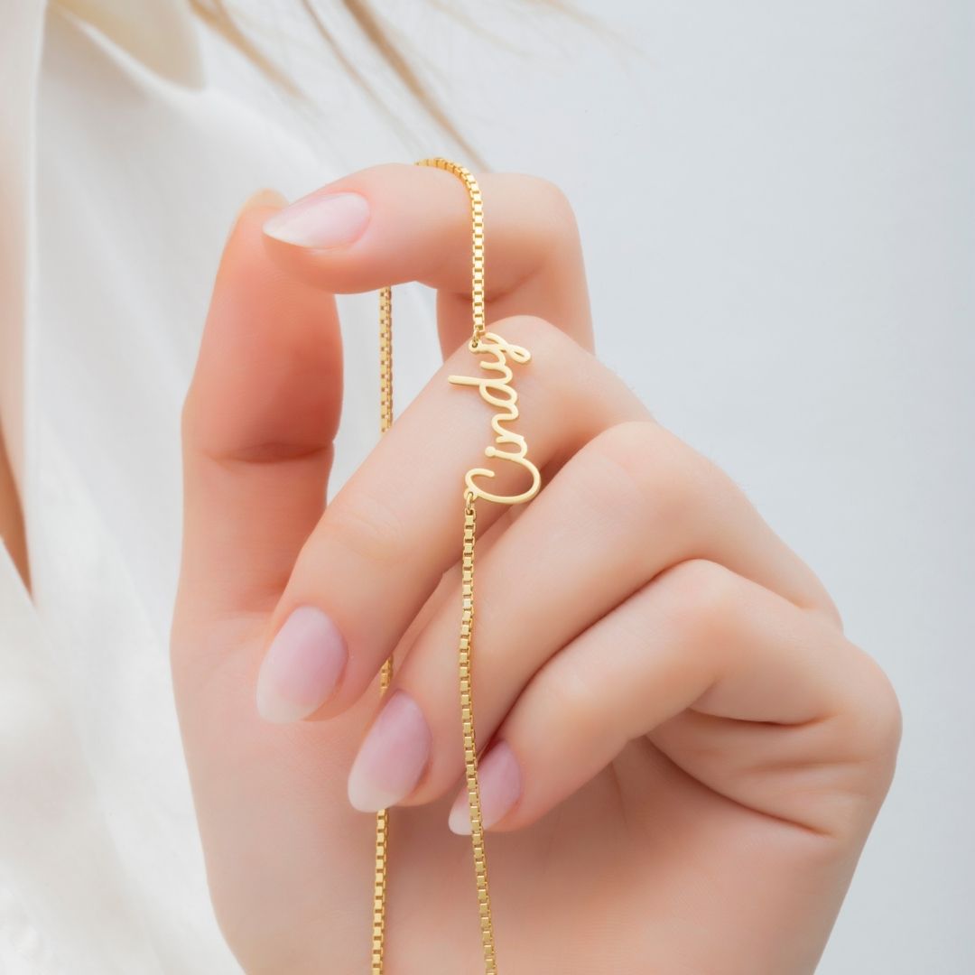 Name Necklace with Box Chain