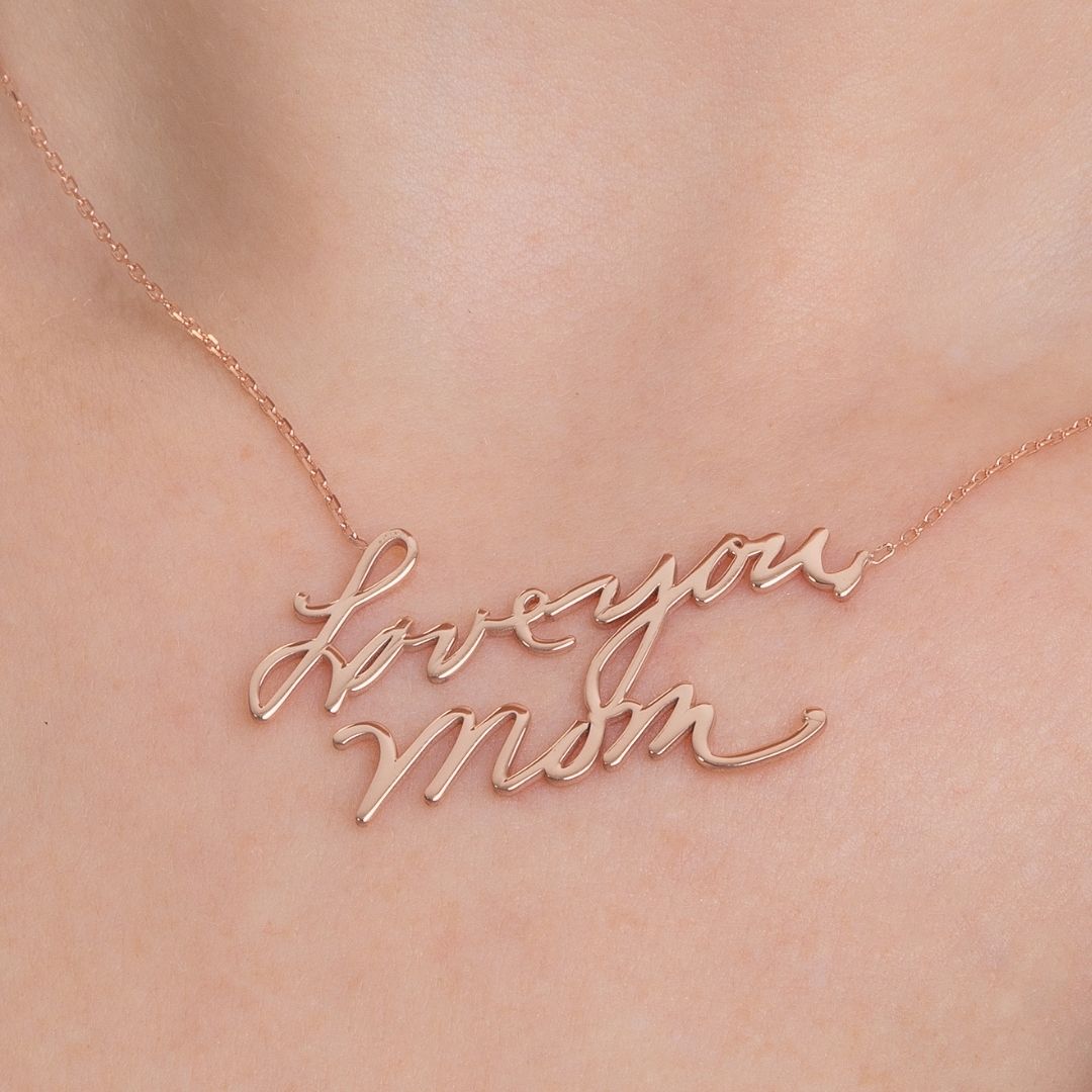 Rose Gold Actual Handwriting Necklace Christmas Gift Valentine's day gift Mother's Day Gift Mom Gift Mama Gift 