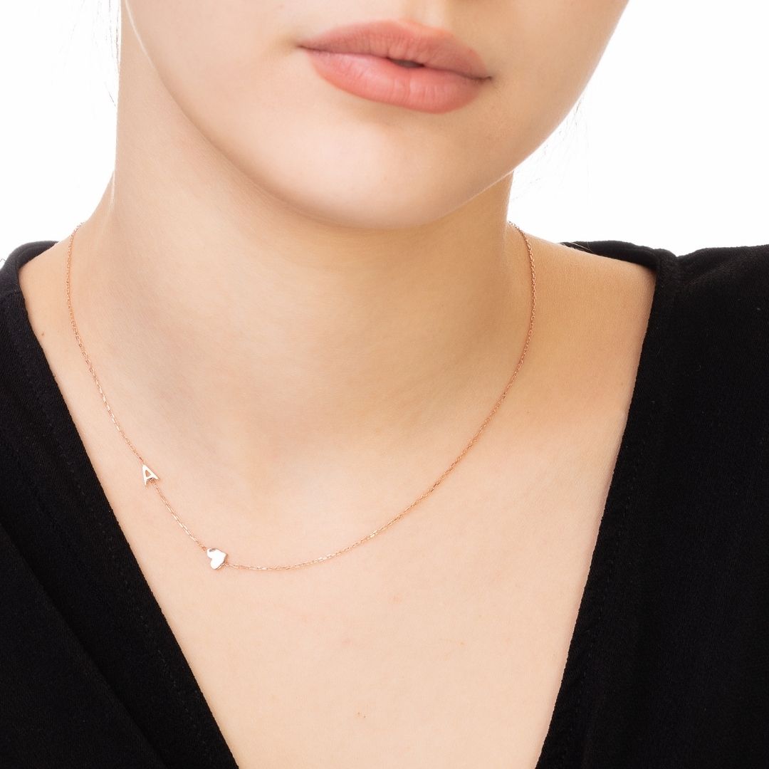 Sideway Letter Necklace Sterling Silver Dainty Sideways Letter Necklace with personalized letters Christmas Gift Valentine's day gift