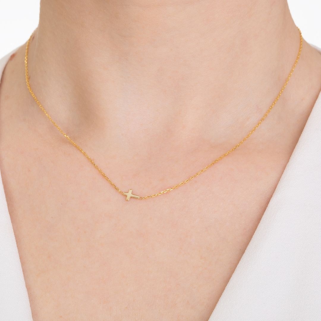 Sideways Cross Necklace