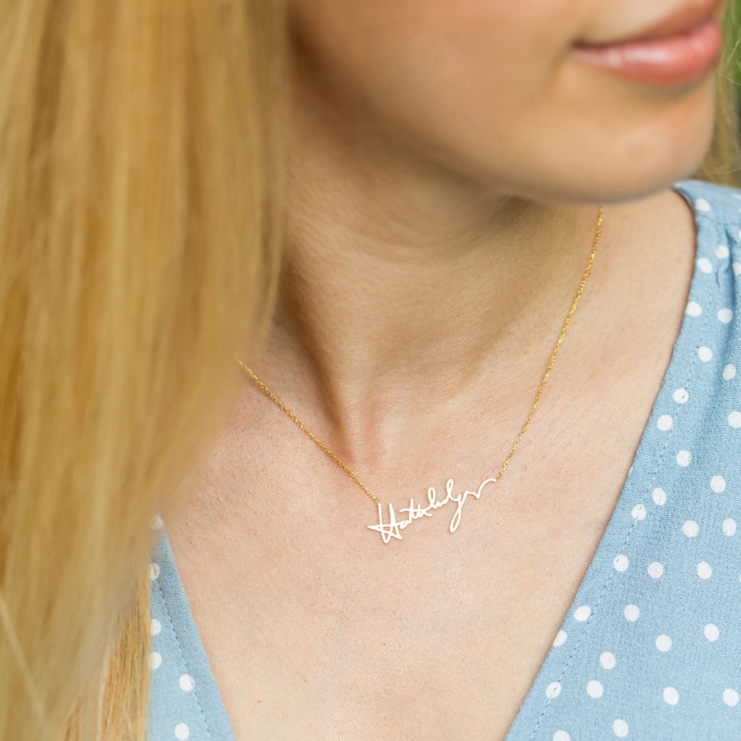 Rose Gold Actual Handwriting Necklace Christmas Gift Personalized Actual Handwriting Necklace Valentine's day gift Mother's Day Gift Mom Gift Mama Gift 