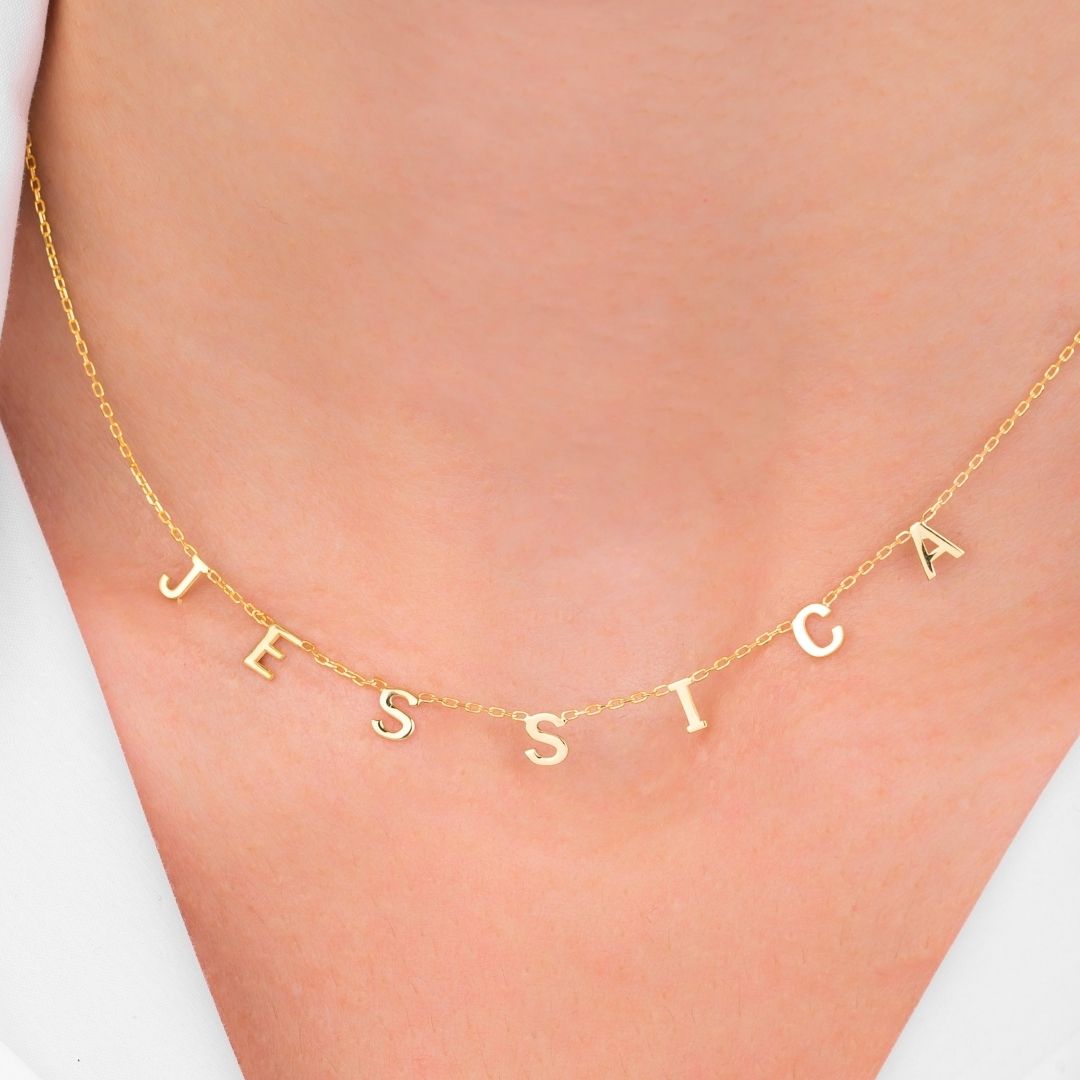 Sterling Silver Custom Letter Name Necklace with Personalized Letters Christmas Gift Valentine's day gift Mother's Day Gift Mom Gift Mama Gift 