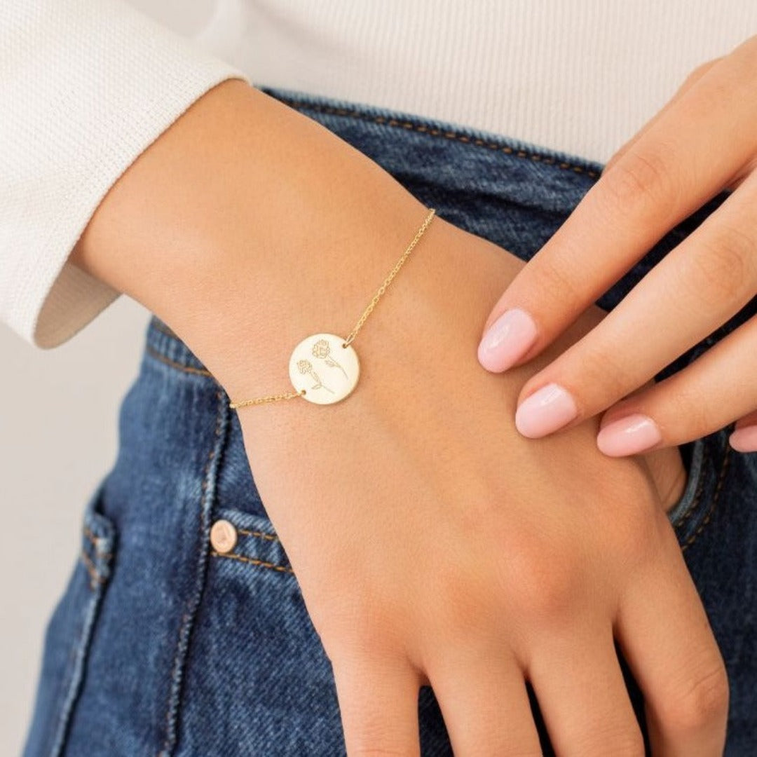 Custom Birth Flower Bracelet