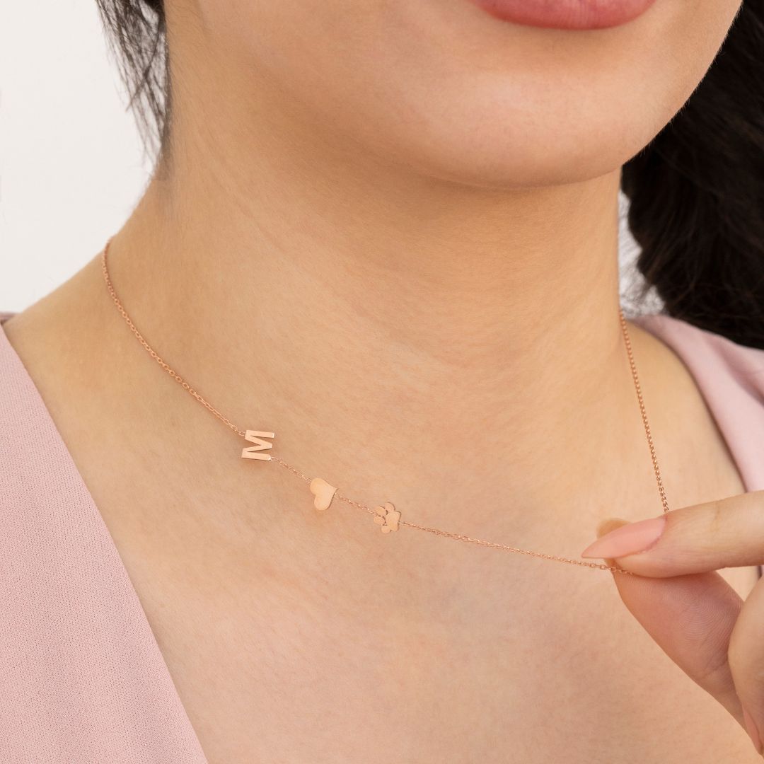 Sideways Paw Letter Necklace