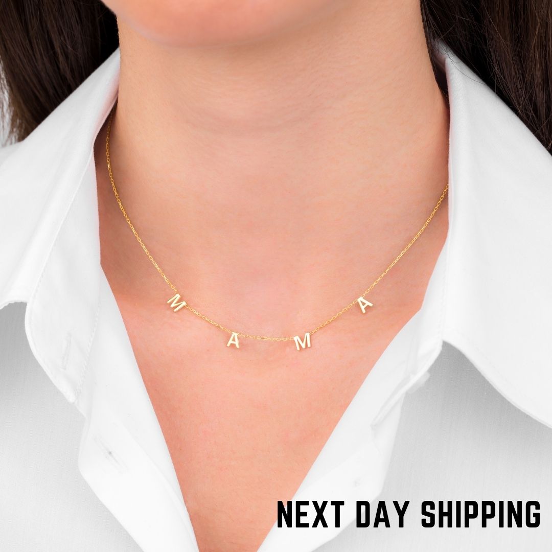 Mother's Day Gift Christmas Gift for mom MAMA necklace silver gold rose gold Valentine's day gift