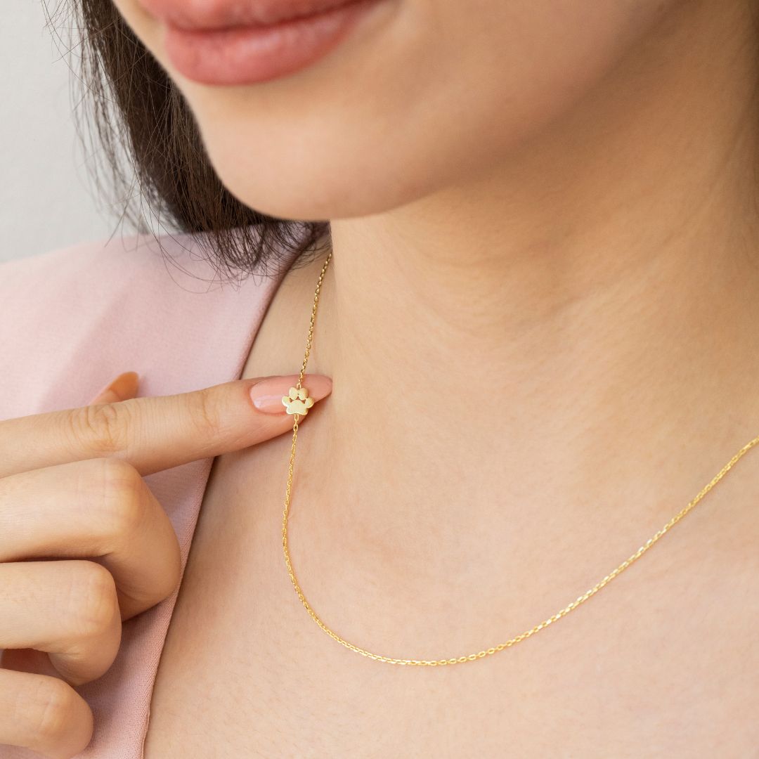 Sideways Paw Letter Necklace