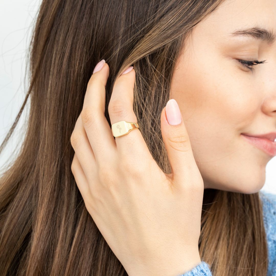 Birth Flower Signet Ring