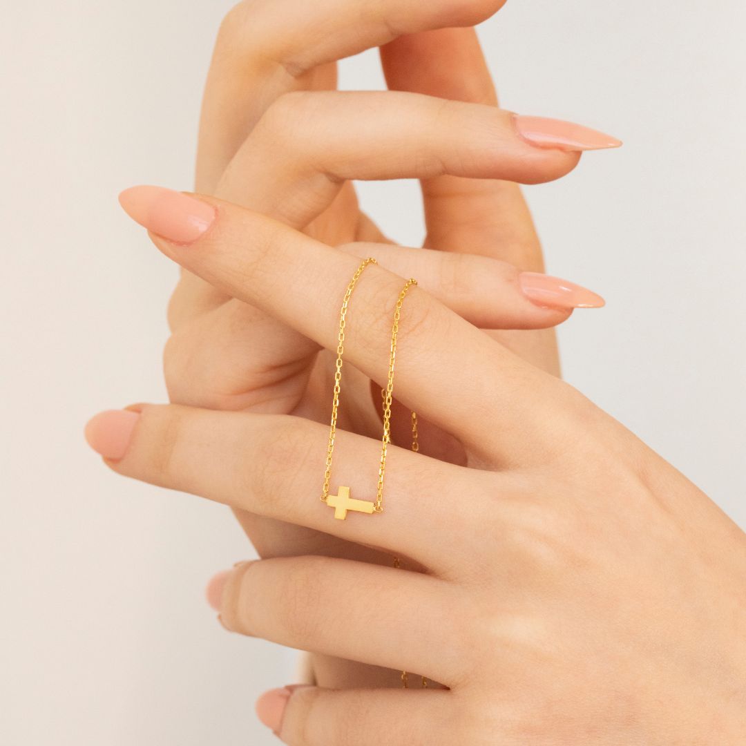 Centered Sideways Cross Necklace